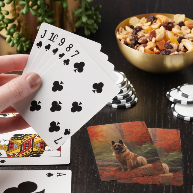 Belgian Shepherd in Autumn Leaves Fall Inspire  Poker Cards (In Situ)