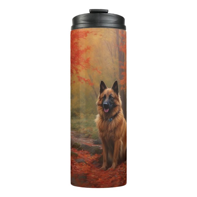 Belgian Shepherd in Autumn Leaves Fall Inspire  Thermal Tumbler (Front)