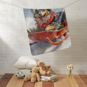 Belgian Shepherd in Sledge Let it Snow Christmas Baby Blanket