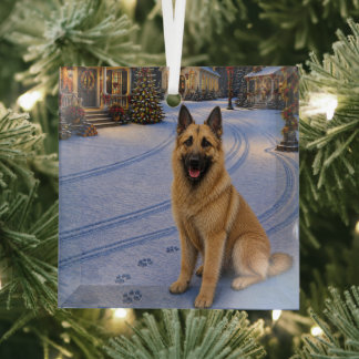 Belgian Shepherd Laekenois Holiday Glass Ornament