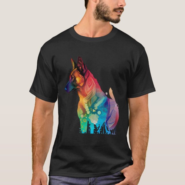 Belgian Shepherd Malinois Colorful Pop Splash T-Shirt (Front)