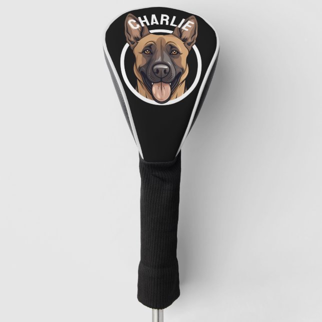 Belgian Shepherd Malinois Dog Lover Custom Name Golf Head Cover (Front)