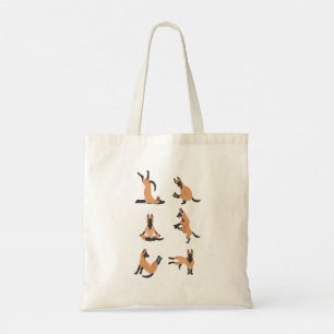 Belgian shepherd Malinois doing yoga Tote bag