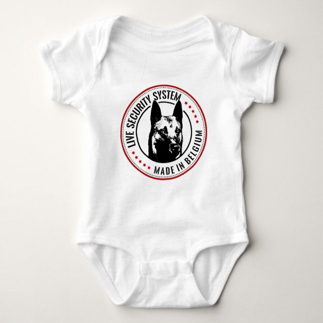 Belgian shepherd Malinois Live security System Baby Bodysuit (Front)