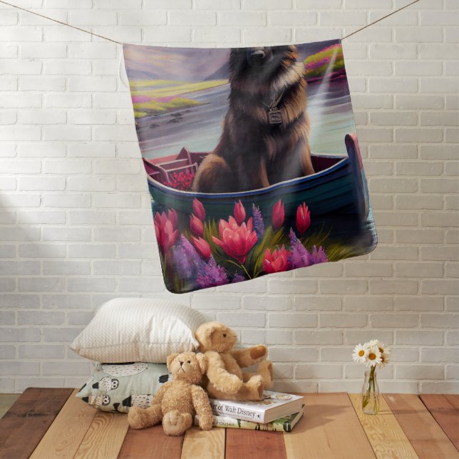 Belgian Shepherd on a Paddle: A Scenic Adventure Baby Blanket (In Situ)