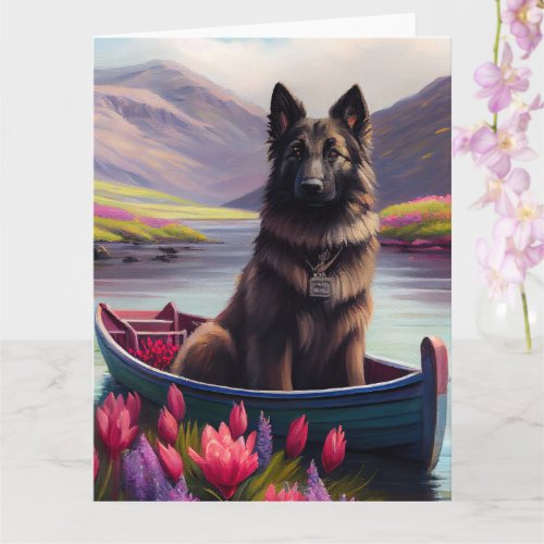 Belgian Shepherd on a Paddle A Scenic Adventure Card