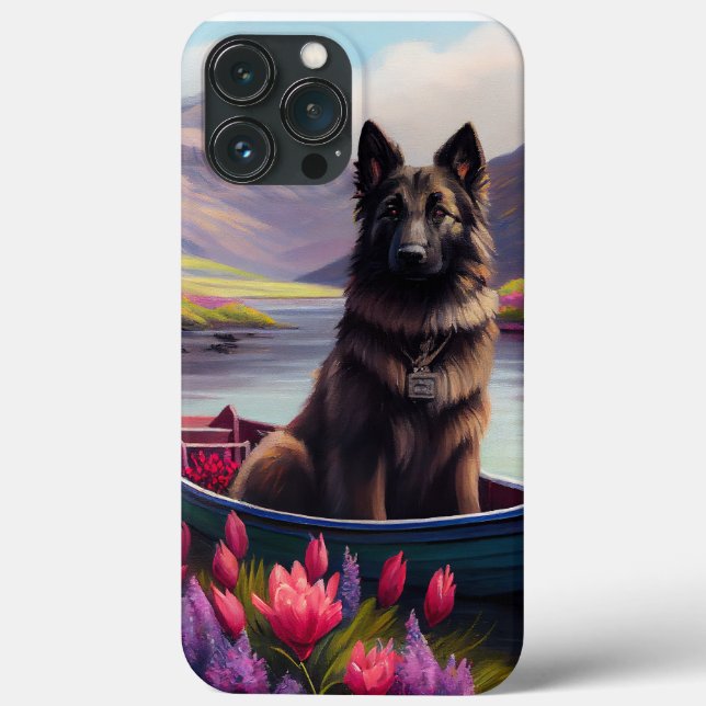 Belgian Shepherd on a Paddle: A Scenic Adventure Case-Mate iPhone Case (Back)