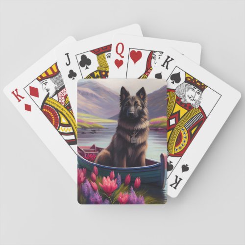 Belgian Shepherd on a Paddle A Scenic Adventure Poker Cards