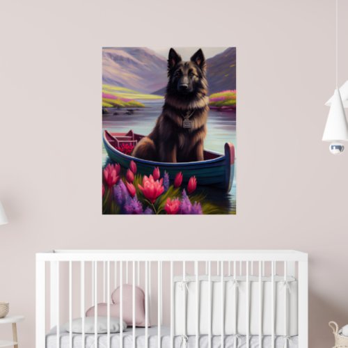 Belgian Shepherd on a Paddle A Scenic Adventure Poster