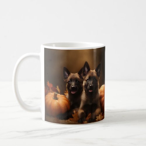 Belgian Shepherd Puppy Autumn Delight Pumpkin Coffee Mug