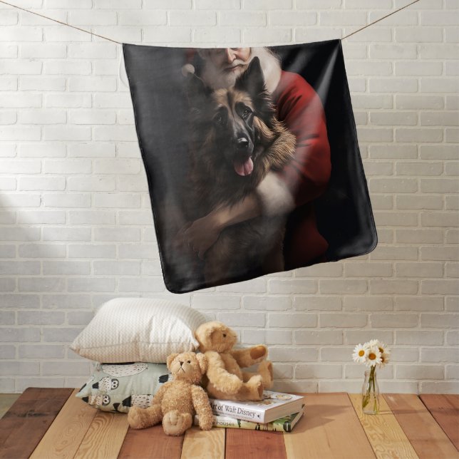 Belgian Shepherd Santa Claus Festive Christmas Baby Blanket (In Situ)