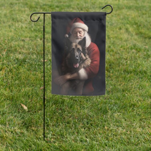 Belgian Shepherd Santa Claus Festive Christmas Garden Flag