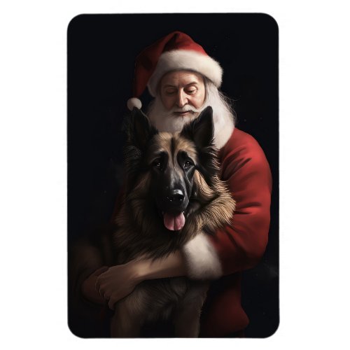 Belgian Shepherd Santa Claus Festive Christmas Magnet