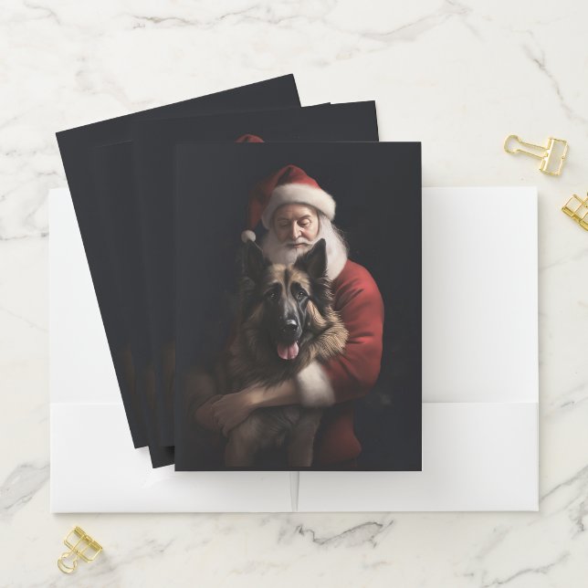 Belgian Shepherd Santa Claus Festive Christmas Pocket Folder (In Situ)