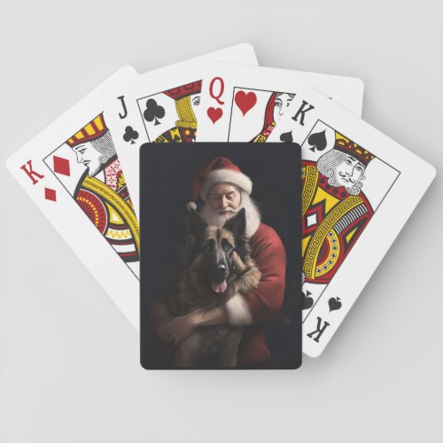 Belgian Shepherd Santa Claus Festive Christmas Poker Cards
