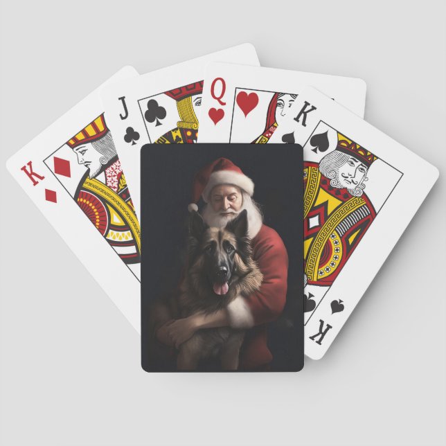 Belgian Shepherd Santa Claus Festive Christmas Poker Cards (Back)