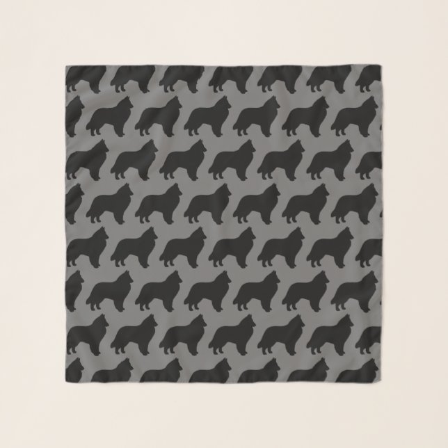 Belgian Shepherd Silhouettes Pattern Scarf (Front)