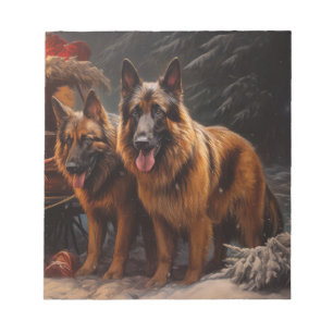 Belgian Shepherd Snowy Sleigh Christmas Decor Notepad