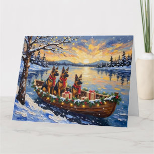 Belgian Shepherd Tervuren Christmas Boat Holiday Card