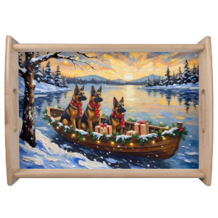 Belgian Shepherd Tervuren Christmas Boat Holiday Serving Tray