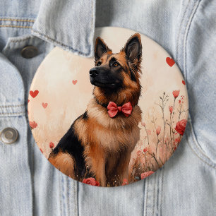 Belgian Shepherd with Roses - Valentine's Day Button