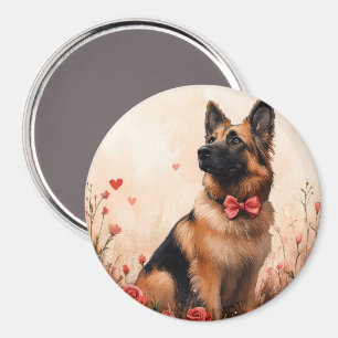 Belgian Shepherd with Roses - Valentine's Day Magnet