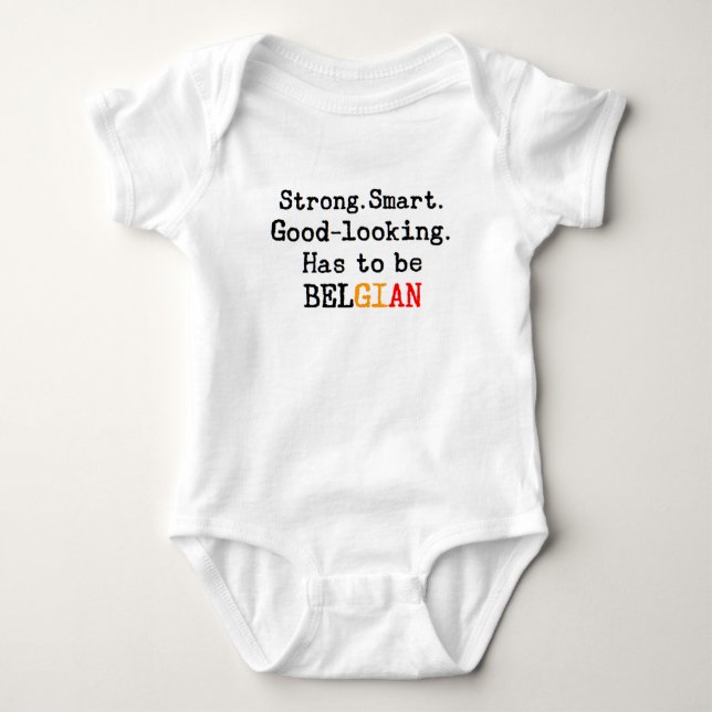 belgian strong baby bodysuit (Front)