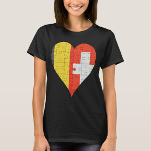 Belgian Swiss Flag Heart T-Shirt