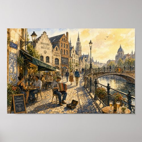 Belgian Tavern Barman Toast Scene Poster