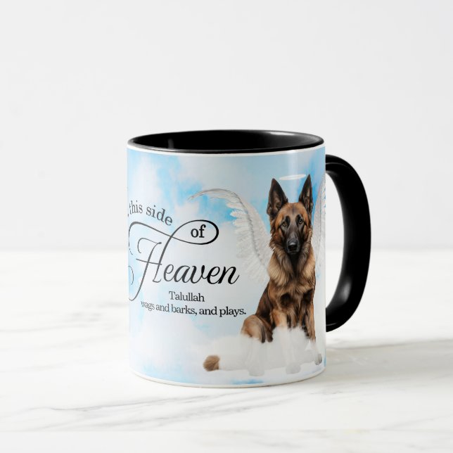 Belgian Tervuren Angel Personalized Pet Memorial Mug (Front Right)