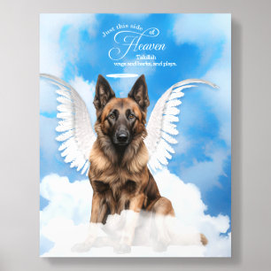 Belgian Tervuren Dog Angel Wings Name Pet Memorial Acrylic Photo Tile