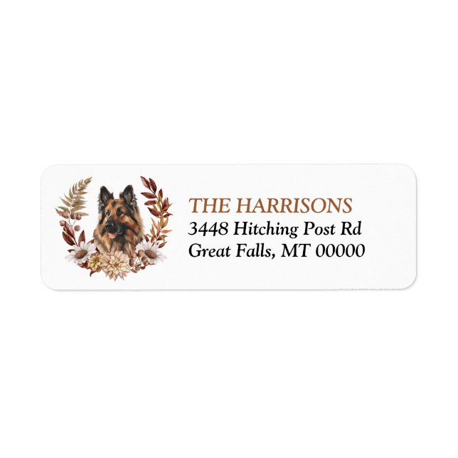 Belgian Tervuren Dog Autumn Wreath Label (Front)