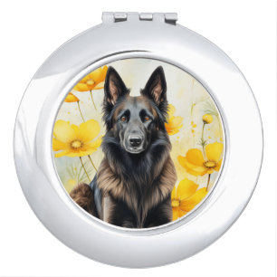 Belgian Tervuren Dog Lover and Poppies Compact Mirror