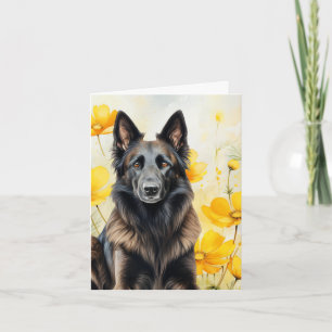 Belgian Tervuren Dog Lover and Poppies Note Card