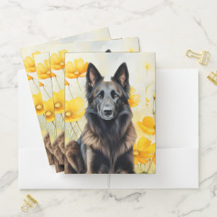 Belgian Tervuren Dog Lover and Poppies Pocket Folder