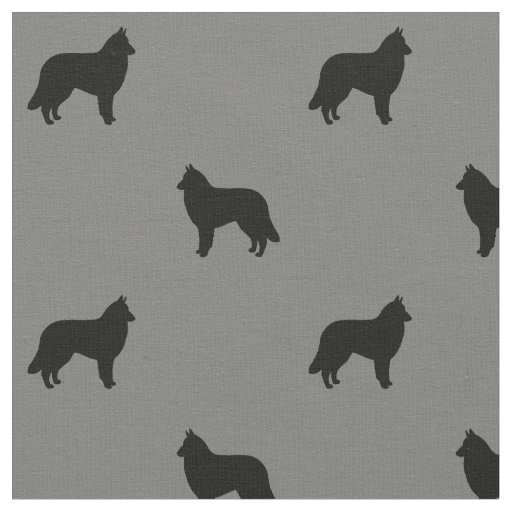 Belgian Tervuren Dog Silhouettes Black and Grey Fabric