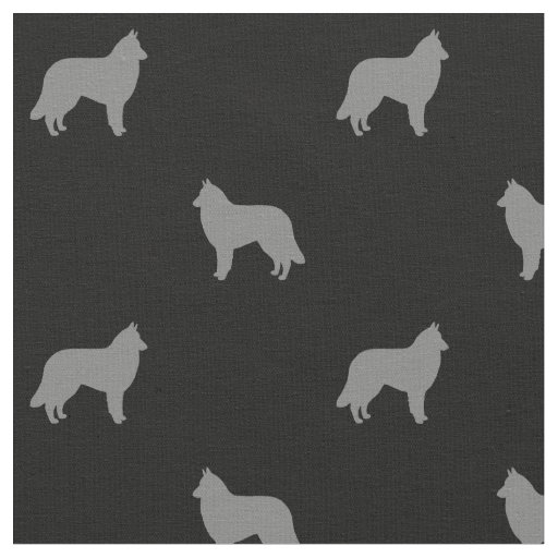 Belgian Tervuren Dog Silhouettes Grey and Black Fabric