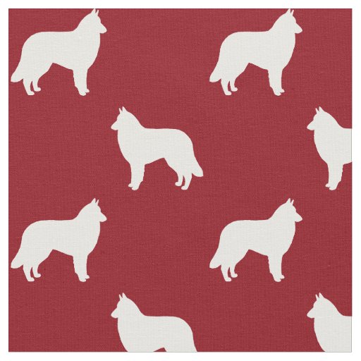Belgian Tervuren Dog Silhouettes Red and White Fabric