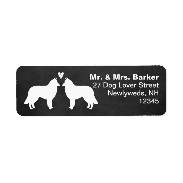 Belgian Tervuren Dog Silhouettes with Heart Label (Front)