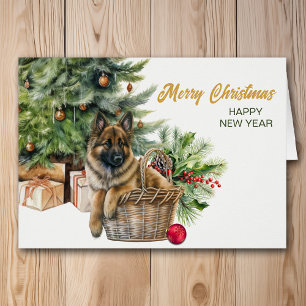 Belgian Tervuren Dog Wicker Basket Christmas Tree Cards