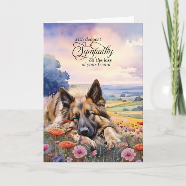 Belgian Tervuren Field of Wildflowers Pet Sympathy Card (Front)