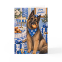 Belgian Tervuren Hanukkah Card | Belgian Shepherd