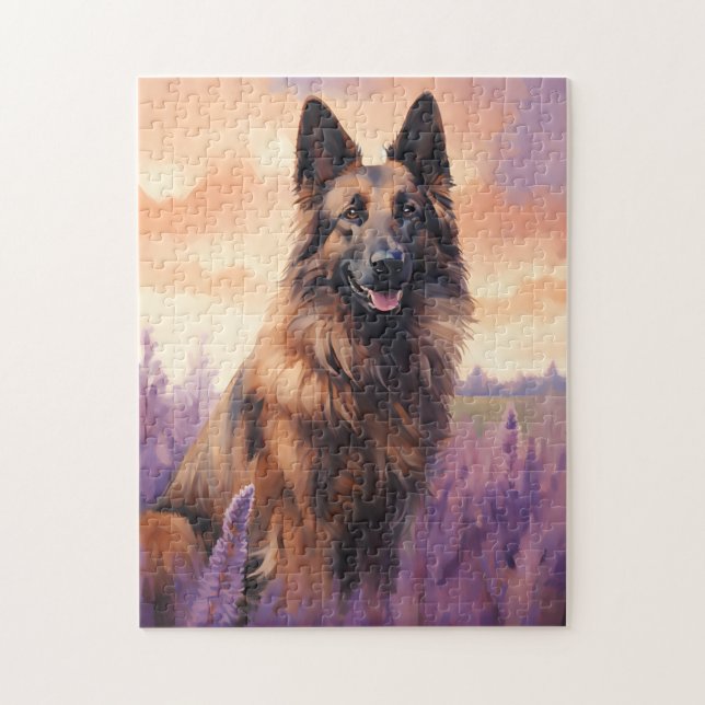 Belgian Tervuren in Lavender field Jigsaw Puzzle (Vertical)