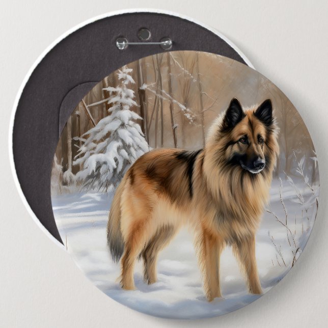 Belgian Tervuren Let It Snow Christmas  Button (Front & Back)