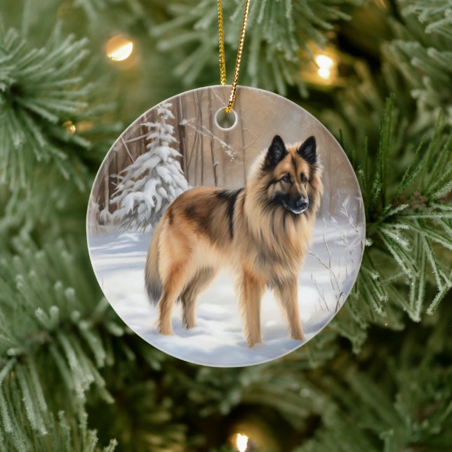 Belgian Tervuren Let It Snow Christmas  Ceramic Ornament (Tree)