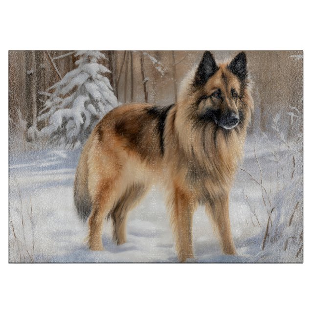 Belgian Tervuren Let It Snow Christmas  Cutting Board (Front)