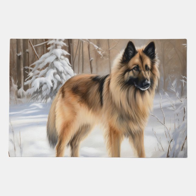 Belgian Tervuren Let It Snow Christmas  Doormat (Front)