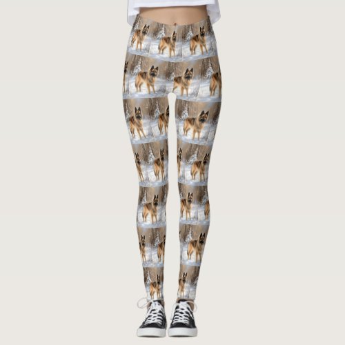 Belgian Tervuren Let It Snow Christmas  Leggings