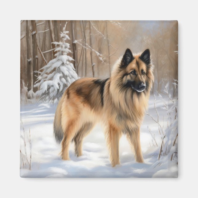 Belgian Tervuren Let It Snow Christmas  Magnet (Front)