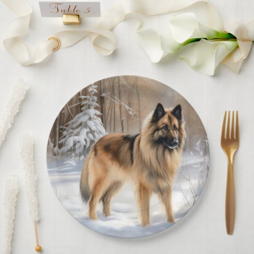 Belgian Tervuren Let It Snow Christmas  Paper Plates